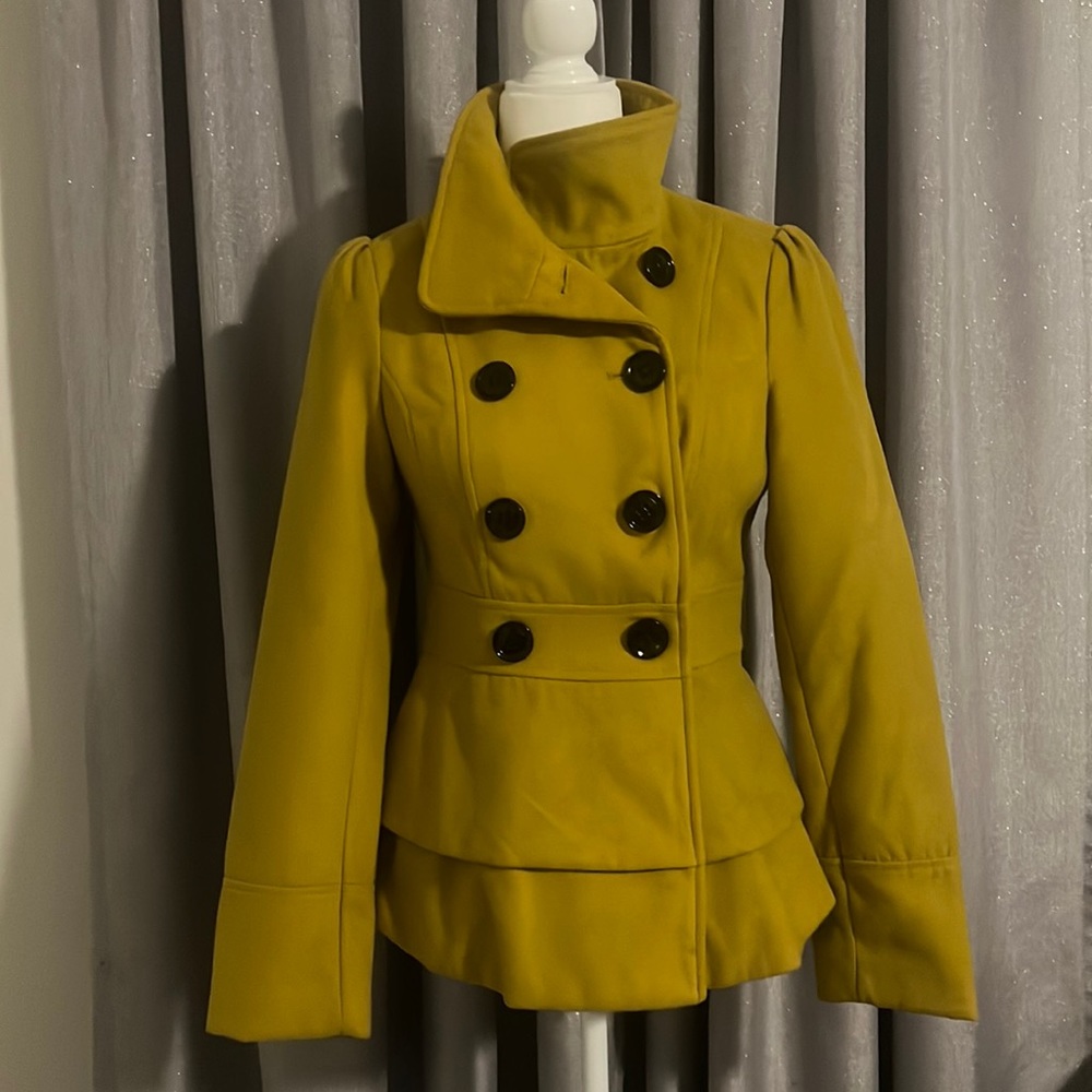 Honee Pea Coat Yellow Womens Small